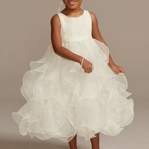 Flower girl dress with organza ruffle skirt